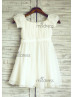 Ivory Chiffon Puff Sleeves Knee Length Flower Girl Dress